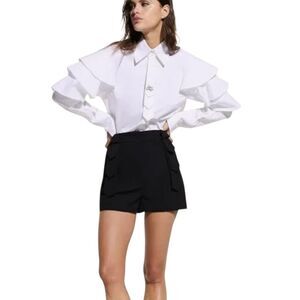 Karl Lagerfeld Shorts Womens Medium Linen High Rise Tailored Classic France